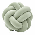 Cuscino decorativo a nodo diametro 30 cm in tessuto effetto peluche verde salvia per arredamento moderno