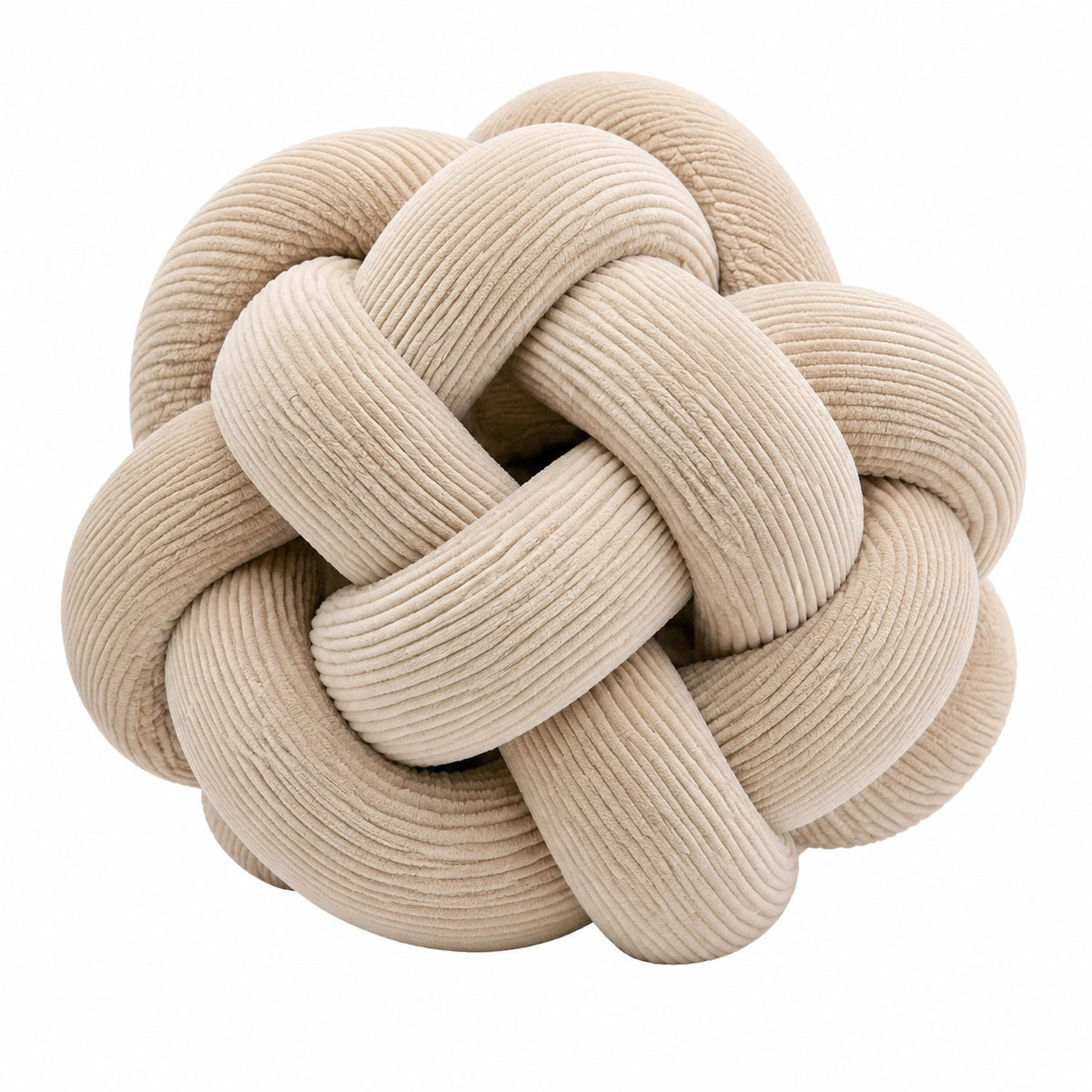 Cuscino decorativo a nodo 30 cm in velluto a coste beige - intrecciato