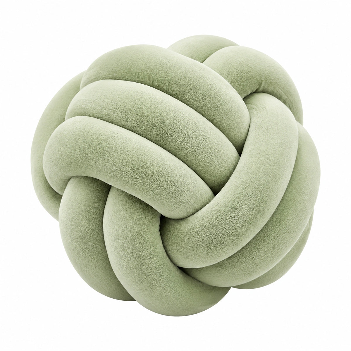 Cuscino decorativo a nodo 35 cm in poliestere verde salvia - morbido per arredo