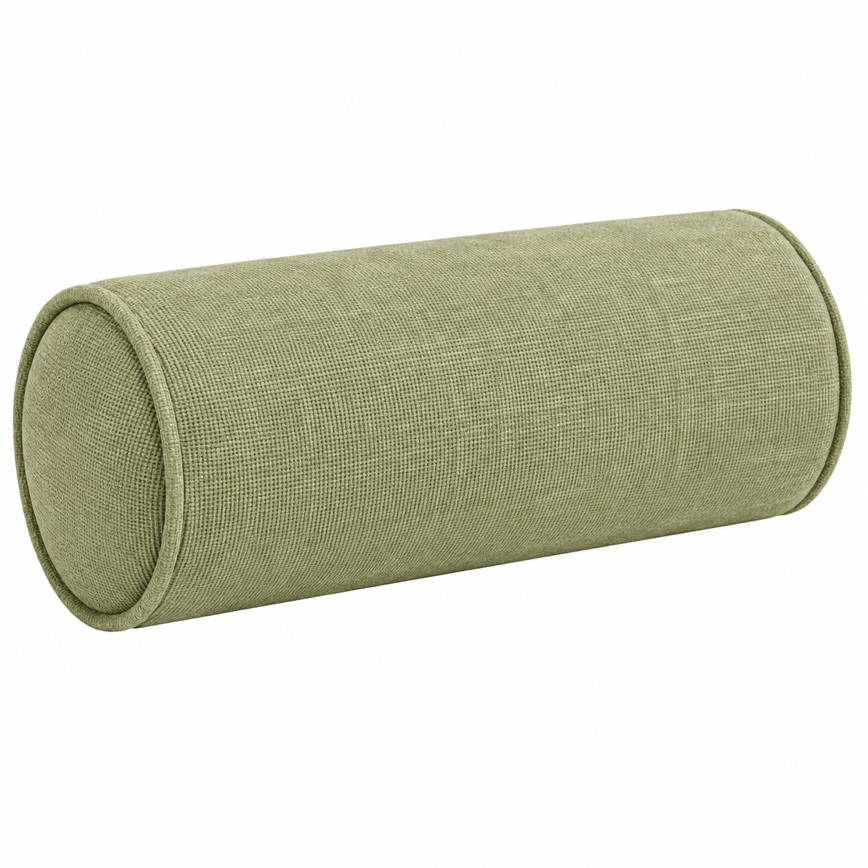 Cuscino cilindrico 20 x 50 cm in tessuto verde salvia - supporto decorativo