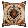 Cuscino decorativo quadrato 45 x 45 cm in tessuto beige blu e terracotta per divano stile geometrico