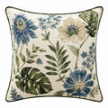 Cuscino decorativo quadrato 45 x 45 cm in tessuto crema blu verde con stampa botanica