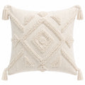 Cuscino decorativo 45 x 45 cm tessile crema con nappe stile boho
