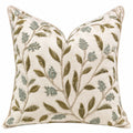 Cuscino decorativo quadrato 45 cm in tessuto beige con ricamo botanico