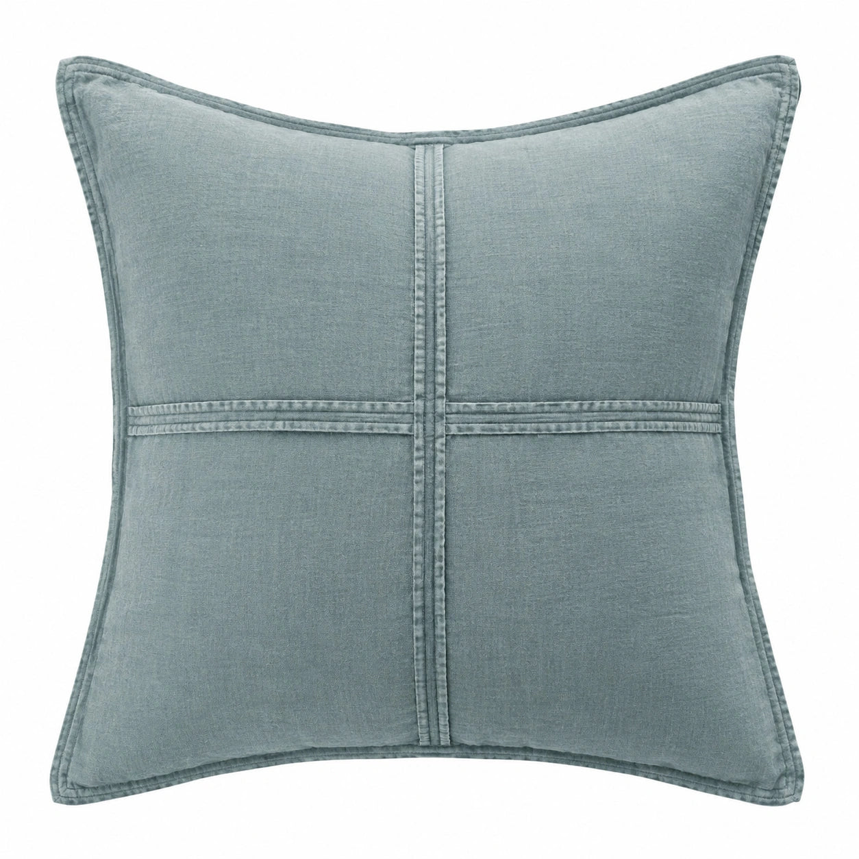 Cuscino decorativo quadrato 45 cm blu polvere in tessuto con bordi profilati