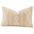 Cuscino decorativo rettangolare 50 x 30 cm in tessuto beige con motivo geometrico stile boho