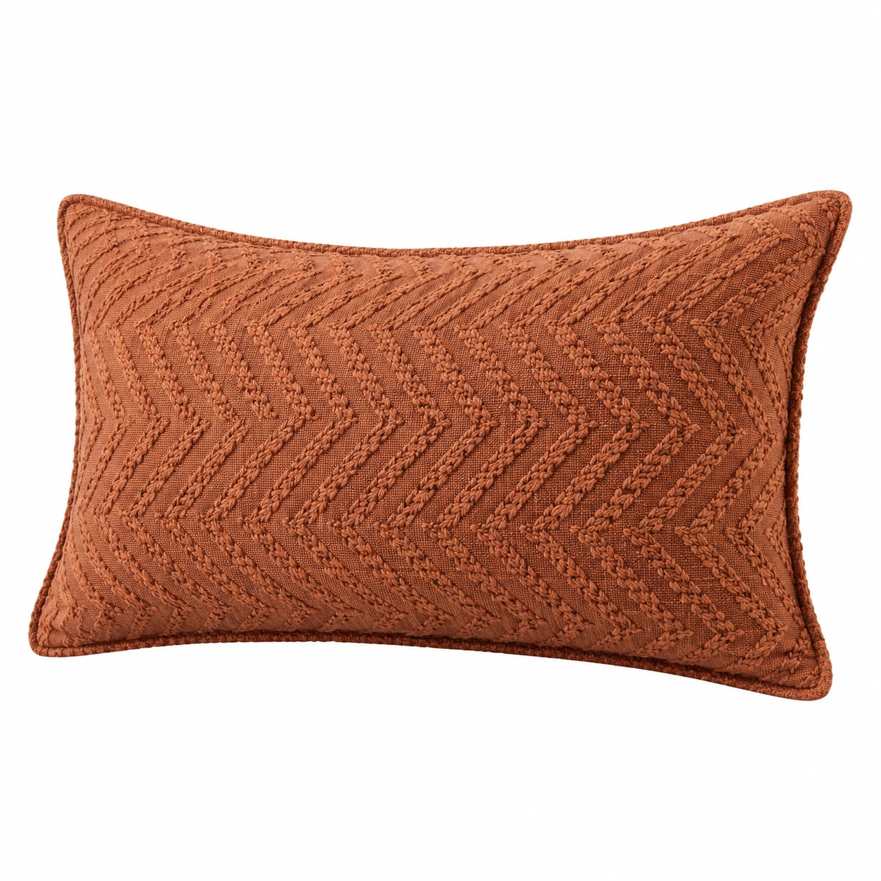 Cuscino decorativo rettangolare 50 x 35 cm in tessuto terracotta per divano - motivo chevron in rilievo