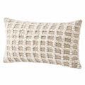 Cuscino decorativo rettangolare 50 x 30 cm in tessuto beige e bianco con trama a rilievo
