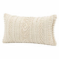 Cuscino decorativo rettangolare 50 x 30 cm in tessuto avorio con trama boho