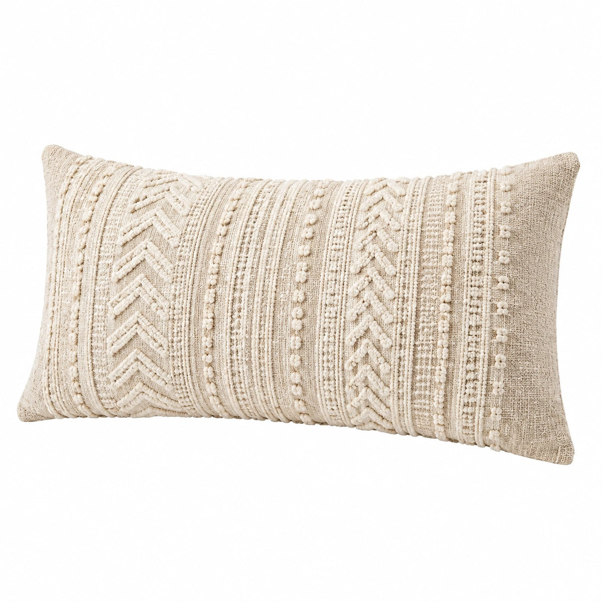 Cuscino decorativo rettangolare 50 x 30 cm in tessuto beige stile boho