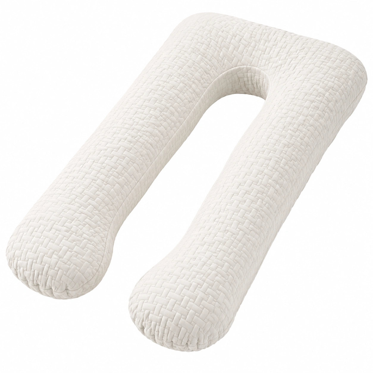Cuscino gravidanza a U 140 cm in poliestere bianco trapuntato - supporto corpo