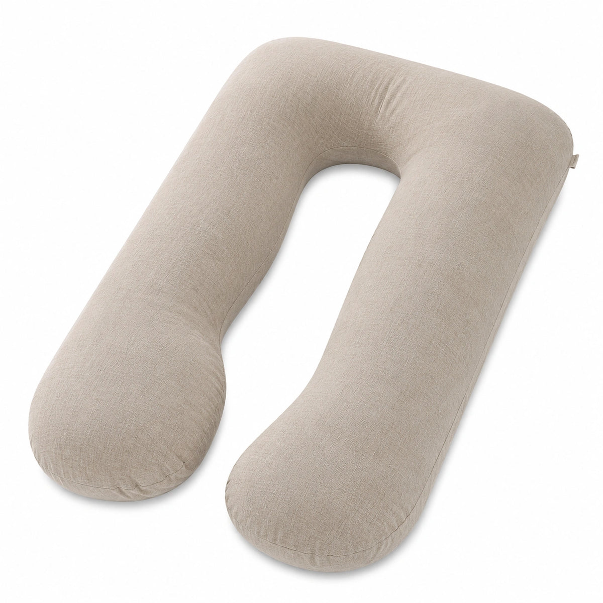 Cuscino gravidanza a U 135 cm in tessuto beige con supporto avvolgente