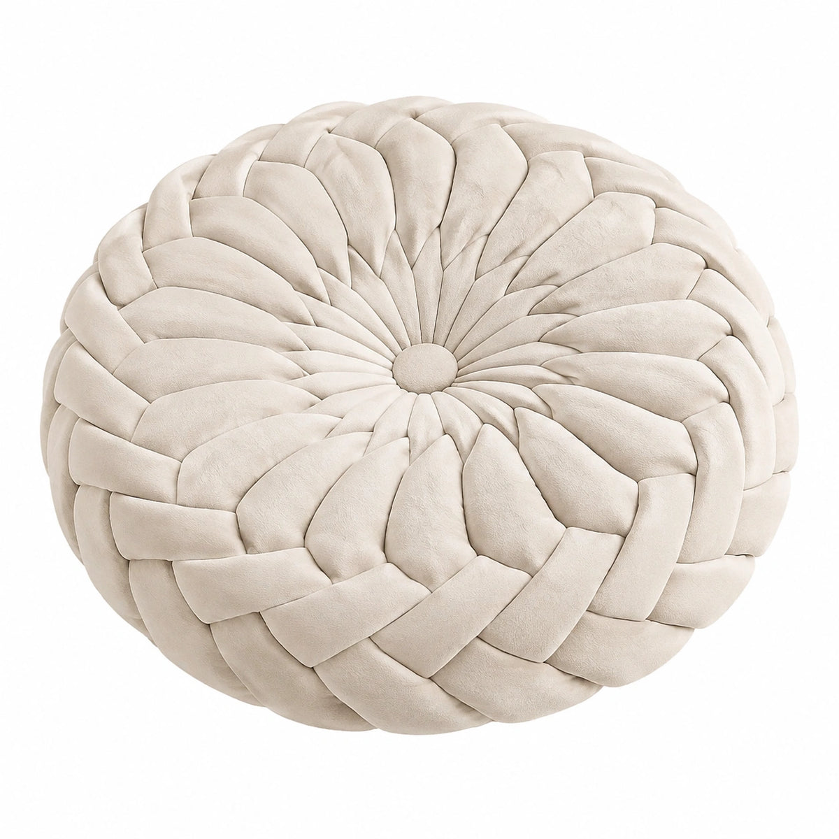 Cuscino decorativo rotondo 45 cm in tessuto beige intrecciato