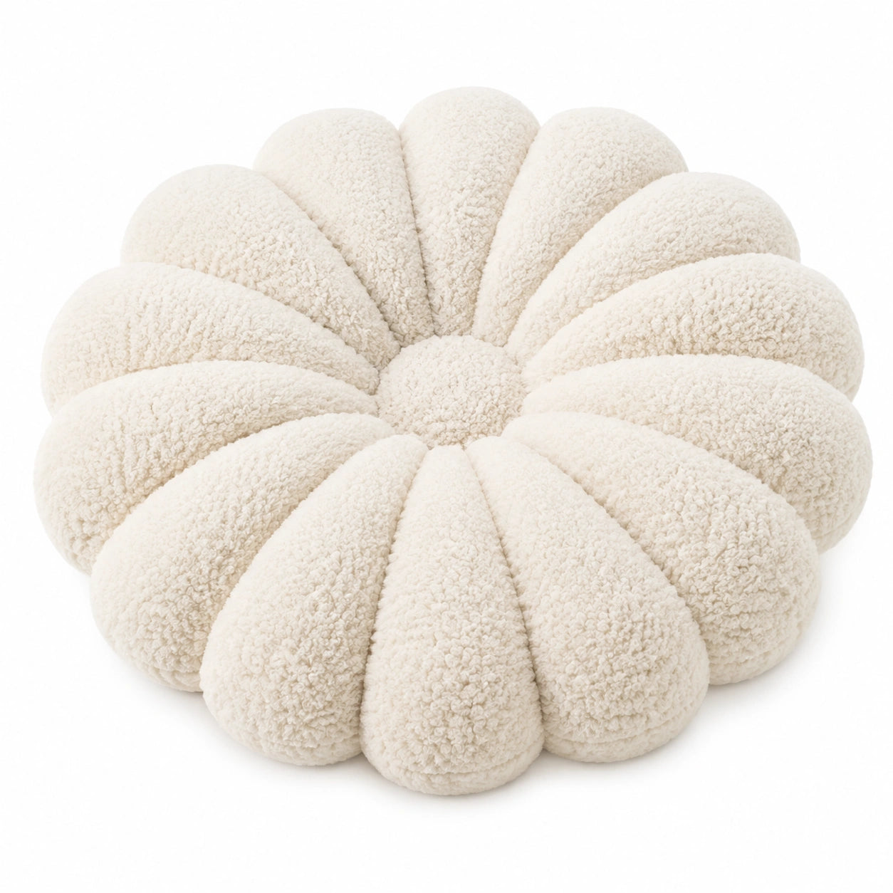 Cuscino decorativo rotondo 45 cm in tessuto bouclé avorio - imbottito stile moderno