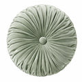 Cuscino decorativo rotondo diametro 40 cm in velluto verde salvia con pieghe radiali