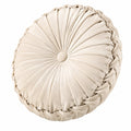 Cuscino decorativo rotondo diametro 45 cm in velluto beige stile plissettato