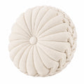 Cuscino decorativo rotondo 45 cm in tessuto bouclé avorio per divano stile floreale